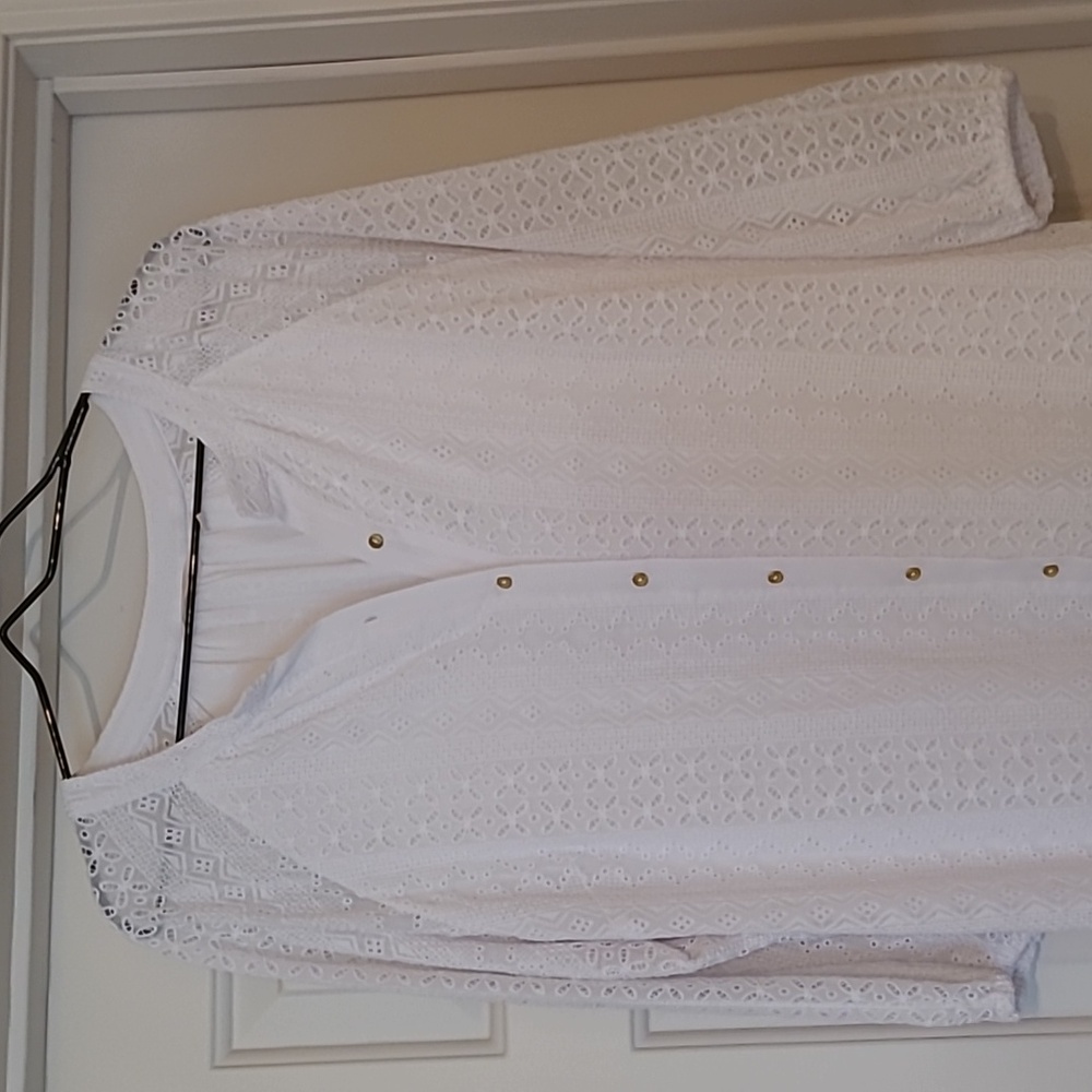 Soft Surroundings Eyelet Midi Dress L